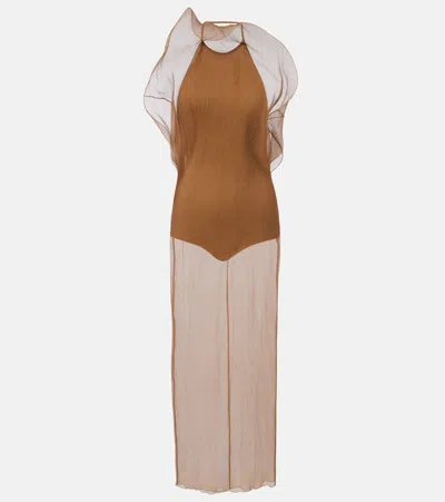 Magda Butrym Sheer Silk Organza Midi Dress In Multi