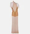 Magda Butrym Halter Neck Maxi Dress With Sheer Ruffles In Brown