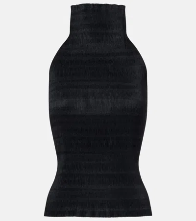 Magda Butrym Shirred Turtleneck Top In Black