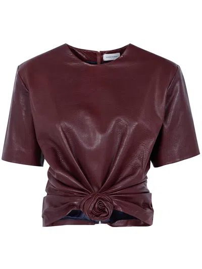 Magda Butrym Shirt Leather Cropped Blouse In Brown