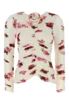 Magda Butrym Cream Printed Stretch Cupro Top