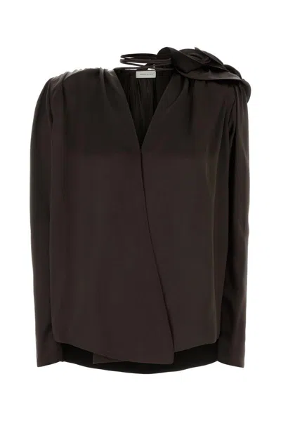 Magda Butrym Classic Silk Blouse With Application In Black