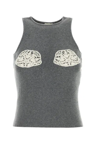 Magda Butrym Grey Cashmere Tank Top In Gray
