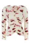 Magda Butrym Cream Printed Stretch Cupro Top In Printed