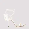 Magda Butrym 100 Embellished Satin Sandals In Ivory