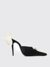 Magda Butrym Pearl Embellished Floral Pointed Toe Mules In Black