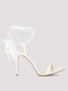 Magda Butrym 100 Embellished Satin Sandals In Ivory