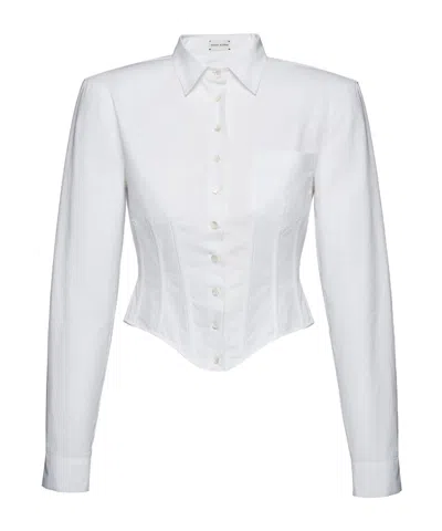 Magda Butrym Short Corset Button Shirt In White