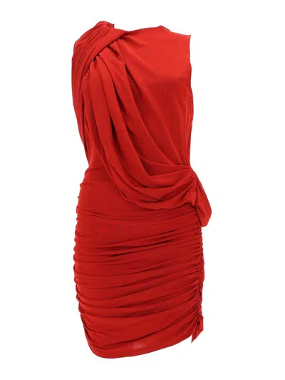 Magda Butrym Short Dress With Draping In Red