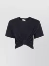 Magda Butrym Twist-front Ribbed Cotton-blend Jersey T-shirt In Black
