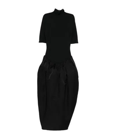 Magda Butrym Short-sleeved Lantern Dress In Black