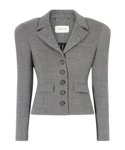 Magda Butrym Cropped Stretch-wool Blazer In Gray