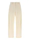 Magda Butrym Wide Leg Stretch Cotton Trousers With Asymmetric Stitching In Neutral