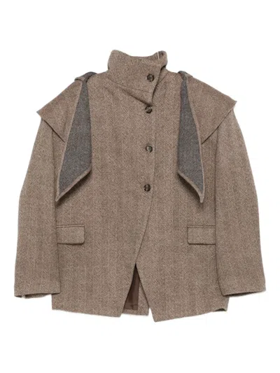 Magda Butrym Shoulder-detail Layered Blazer In Brown
