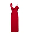Magda Butrym Rosette-detailed Stretch-wool Midi Dress In Red