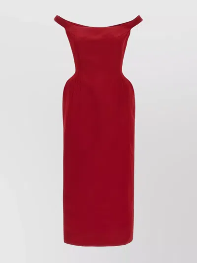 Magda Butrym Shoulder Neckline Fitted Midi Dress