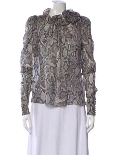 Pre-owned Magda Butrym Silk Animal Print Blouse In Multi