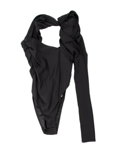 Pre-owned Magda Butrym Silk Asymmetrical Top In Black
