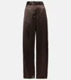Magda Butrym Silk-blend Satin Straight Pants In Brown