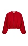 Magda Butrym Silk Bomber Jacket In Red