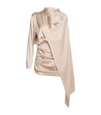 Magda Butrym Cape-effect Silk Blouse In Beige