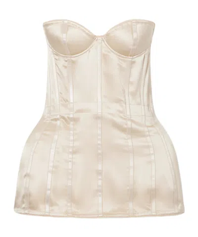 Magda Butrym White Long Silk Corset Top