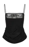 Magda Butrym Silk Floral-embellished Tank Top In Black