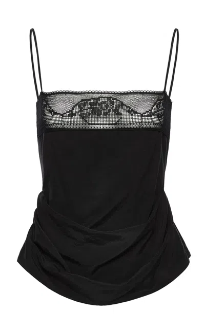 Magda Butrym Silk Floral-embellished Tank Top In Black