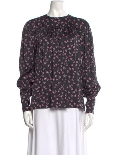 Pre-owned Magda Butrym Silk Floral Print Blouse In Multi