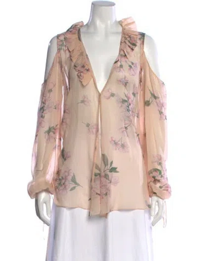 Pre-owned Magda Butrym Silk Floral Print Blouse In Neutral