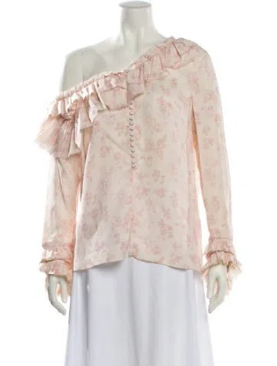 Pre-owned Magda Butrym Silk Floral Print Blouse In Pink