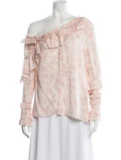 Pre-owned Magda Butrym Silk Floral Print Blouse In Pink