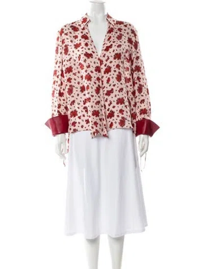 Pre-owned Magda Butrym Silk Floral Print Blouse In Pink