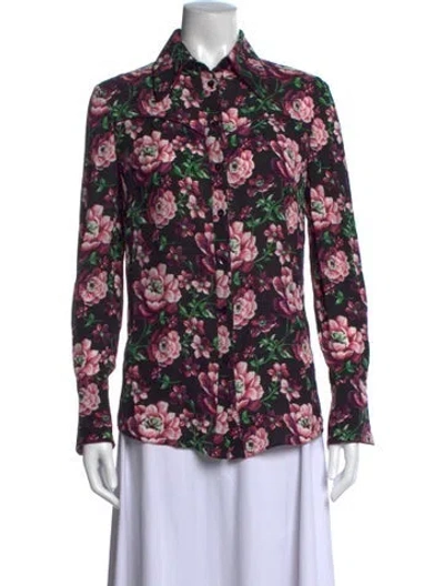 Pre-owned Magda Butrym Silk Floral Print Top In Multi