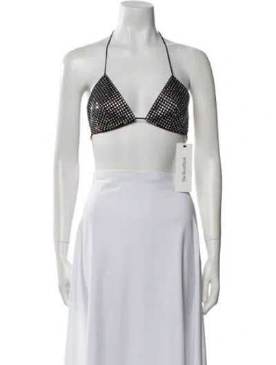 Pre-owned Magda Butrym Silk Halterneck Crop Top In Neutral