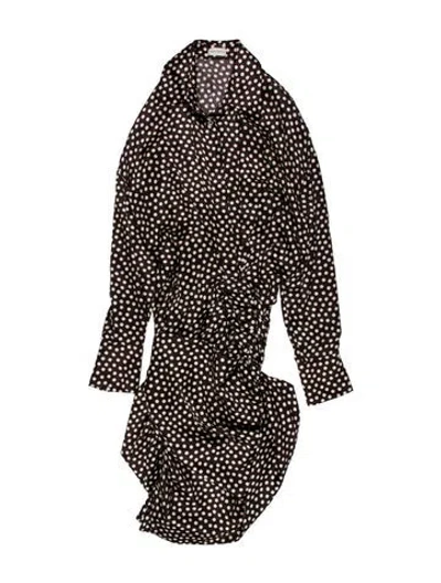 Pre-owned Magda Butrym Silk Knee-length Dress In Brown