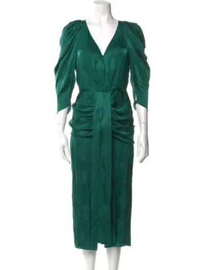 Pre-owned Magda Butrym Silk Long Dress In Green