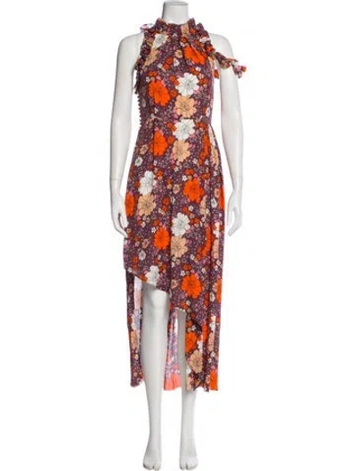 Pre-owned Magda Butrym Silk Long Dress In Multi
