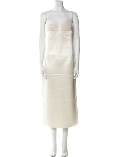 Pre-owned Magda Butrym Silk Long Dress In Neutral