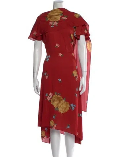 Pre-owned Magda Butrym Silk Long Dress In Red