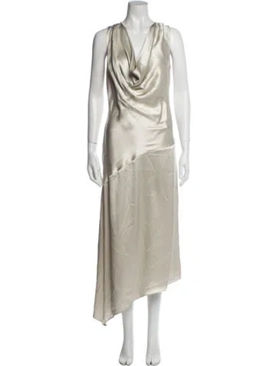 Pre-owned Magda Butrym Silk Long Dress W/ Tags In Neutral