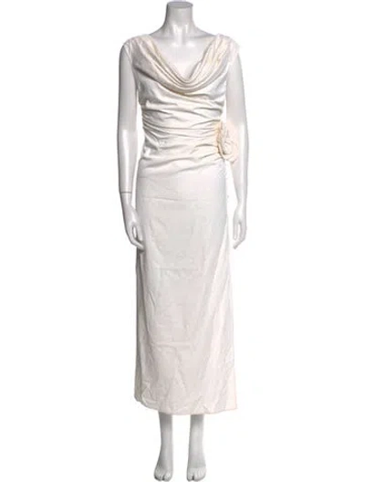 Pre-owned Magda Butrym Silk Long Dress W/ Tags In White