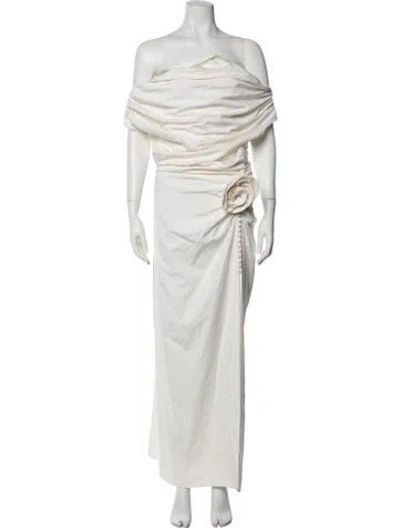 Pre-owned Magda Butrym Silk Long Dress W/ Tags In White