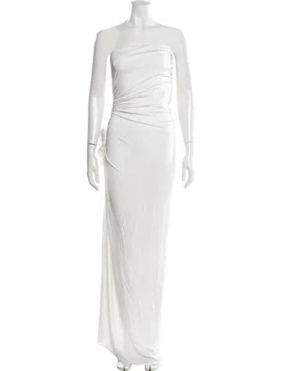 Pre-owned Magda Butrym Silk Long Dress In White