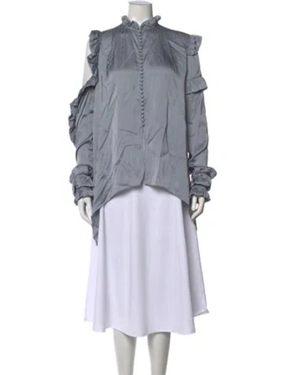 Pre-owned Magda Butrym Silk Long Sleeve Blouse In Blue
