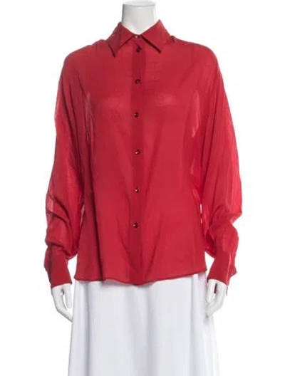 Pre-owned Magda Butrym Silk Long Sleeve Top In Red