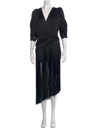 Pre-owned Magda Butrym Silk Midi Length Dress In Black