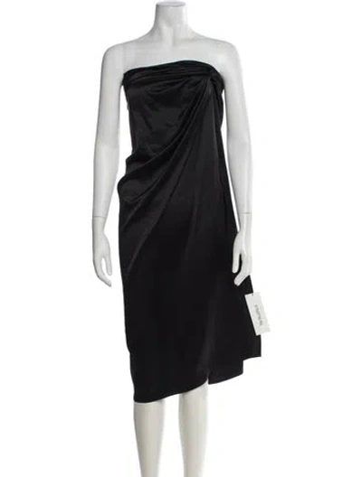Pre-owned Magda Butrym Silk Midi Length Dress In Black