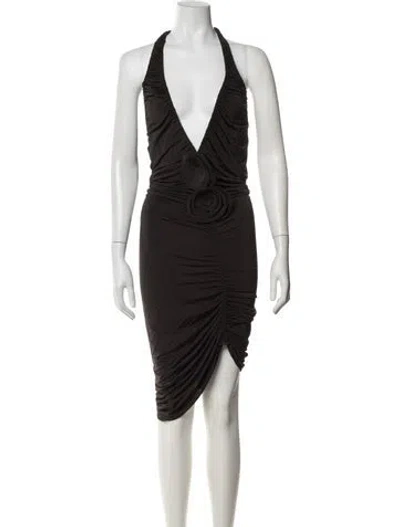 Pre-owned Magda Butrym Silk Midi Length Dress In Black