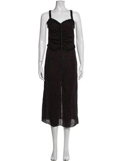 Pre-owned Magda Butrym Silk Midi Length Dress In Black/red